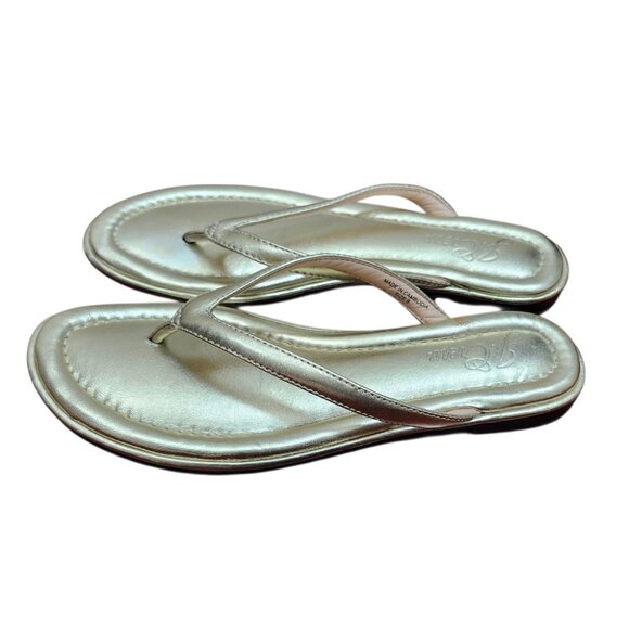 J.CREW FACTORY Women's Easy Metallic Gold Summer Flip-Flops sz 8 - Picture 6 of 10